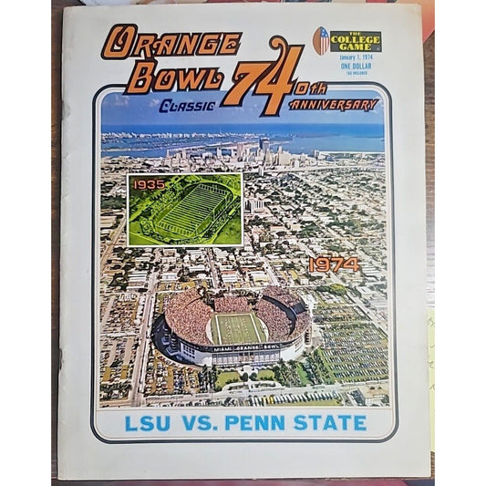1974 Orange Bowl LSU TIGERS vs PENN STATE NITTANY LIONS  GAME PROGRAM GREAT COND