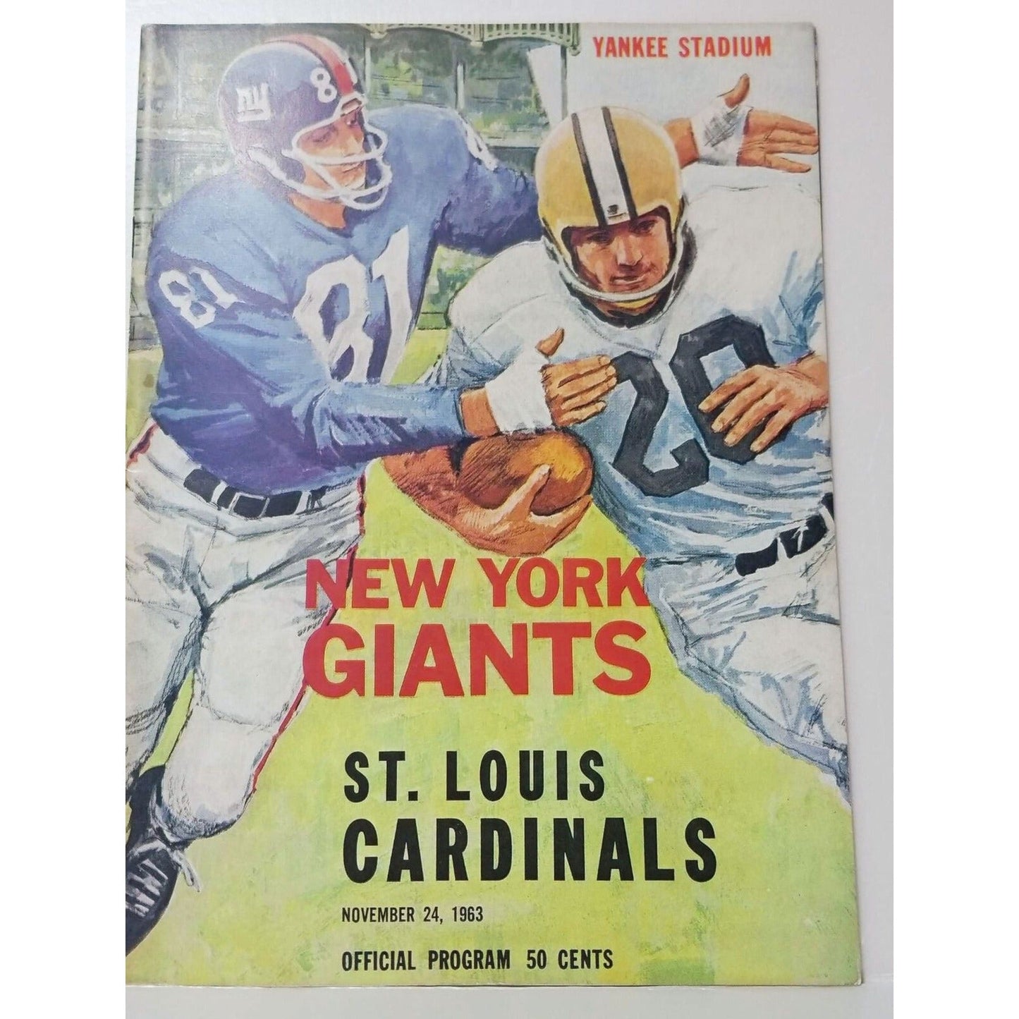 New York Giants vs St. Louis Cardinals Yankee Stadium Nov 1963 Official Program